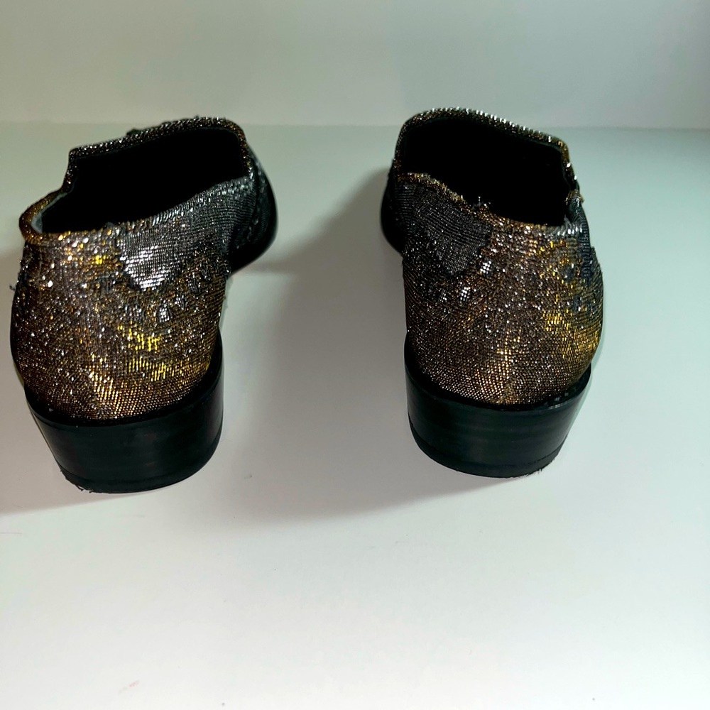 STUART WEITZMAN Women's 'Guy Thing' Metallic Lurex Tassel Slip-ons Loafers 7.5M - Picture 6 of 9